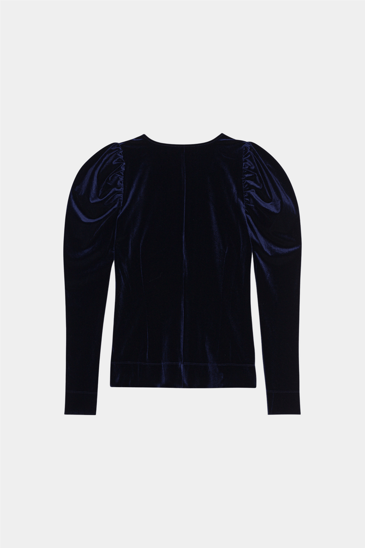 Ganni Genser & Cardigan Velvet Jersey V-neck Blouse