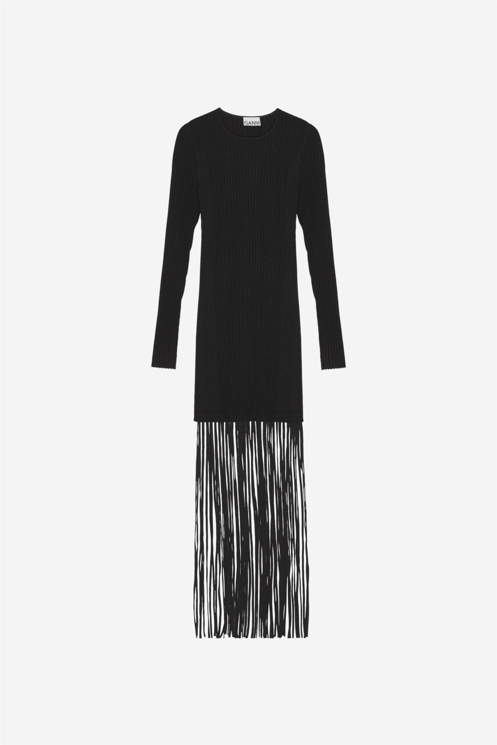 Ganni Kjoler & jumpsuits Melange Knit Fringe Mini Dress