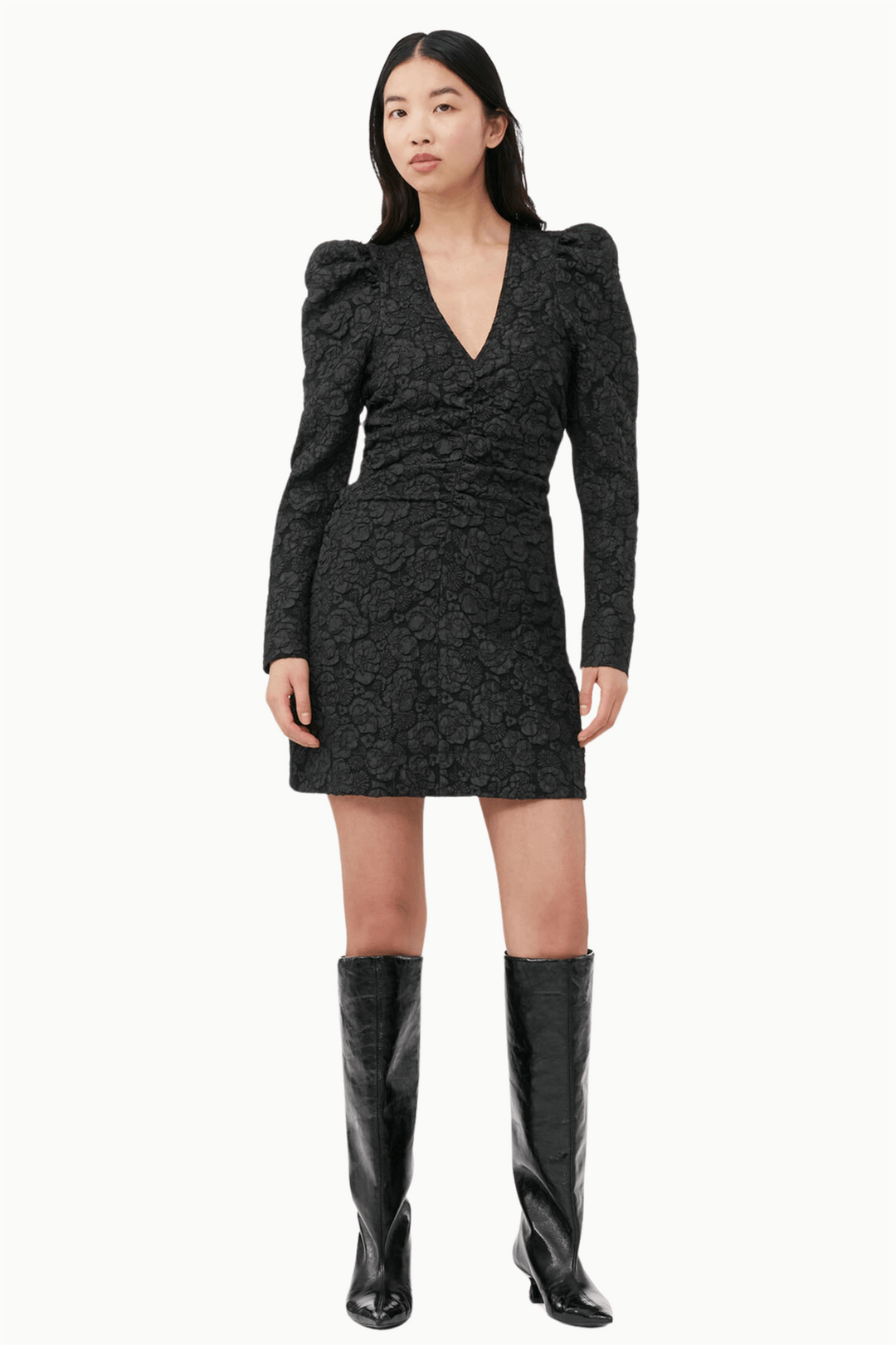 Ganni Kjoler & jumpsuits Stretch Jacquard V-neck Mini Dress