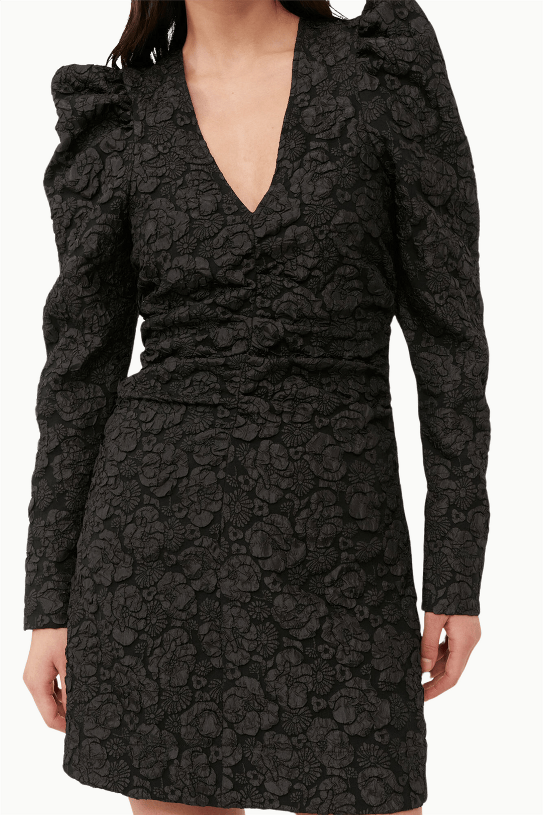 Ganni Kjoler & jumpsuits Stretch Jacquard V-neck Mini Dress