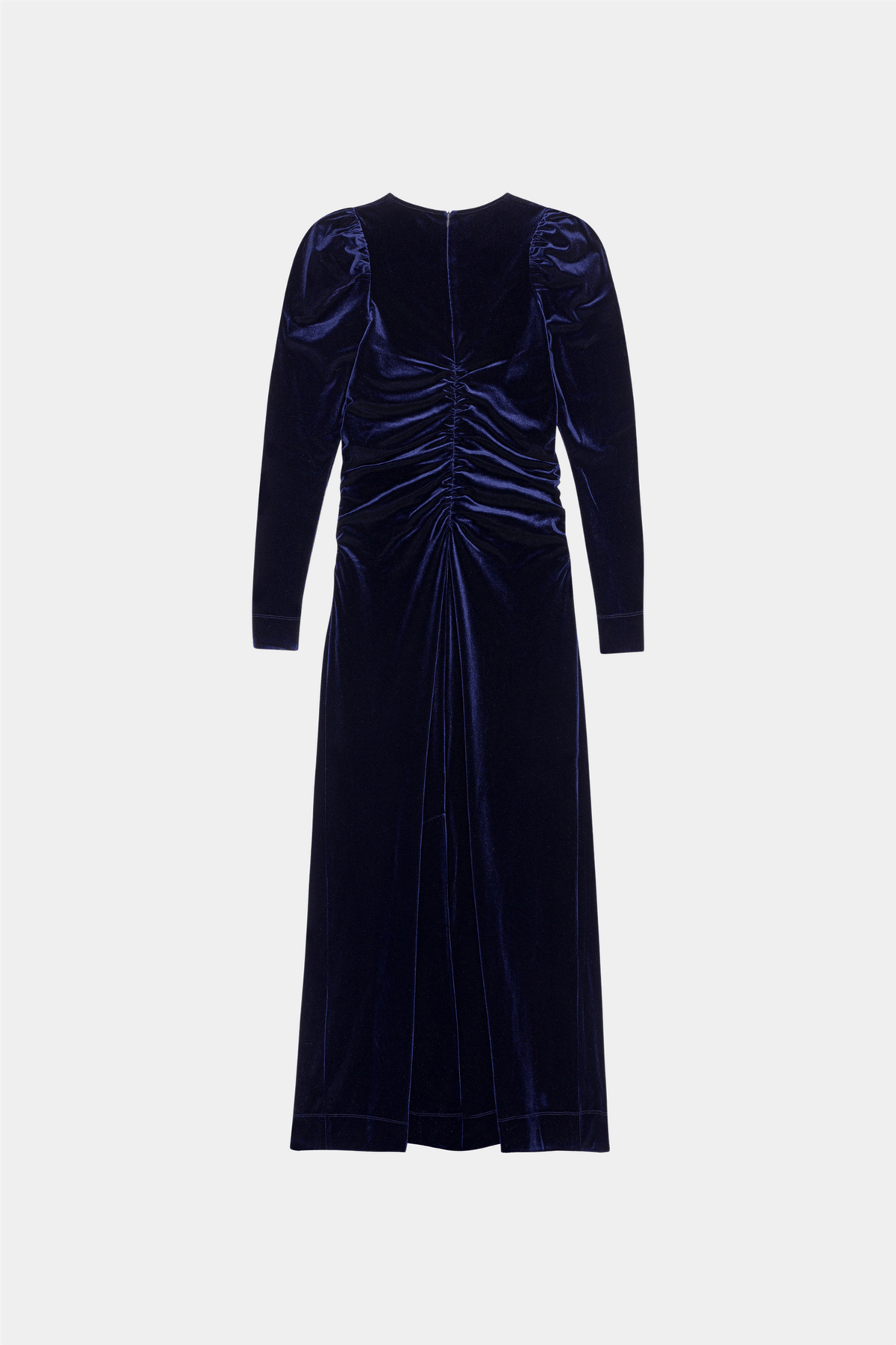 ganni velvet jersey gathered long dress Ganni Velvet Jersey Gathered Long Dress
