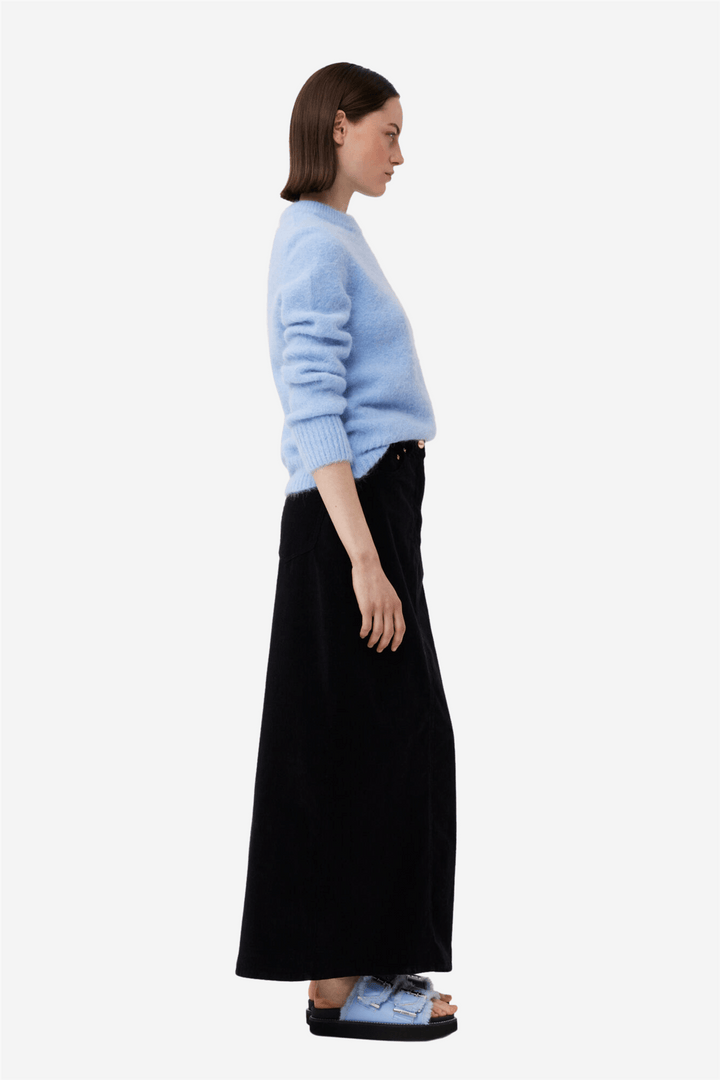 Ganni Skjørt Washed Corduroy Long Skirt Black