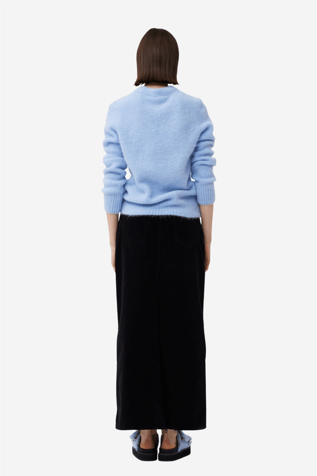 Ganni Skjørt Washed Corduroy Long Skirt Black
