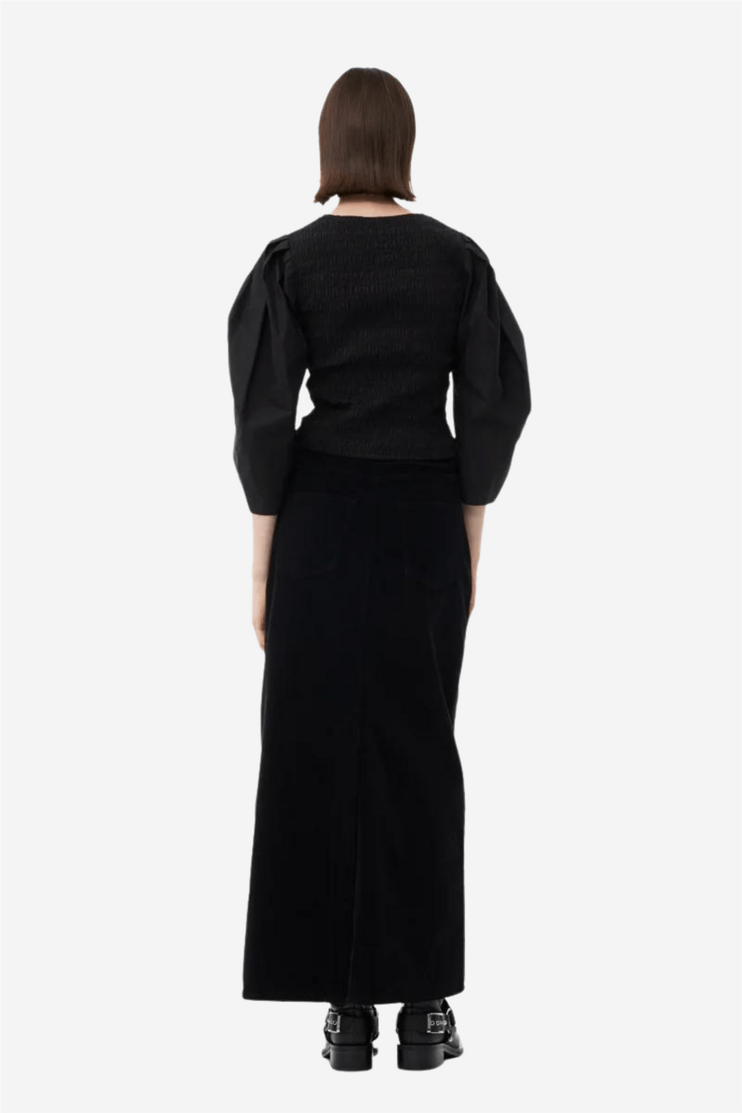 Ganni Topper & t-skjorter Cotton Poplin Smock Blouse Black