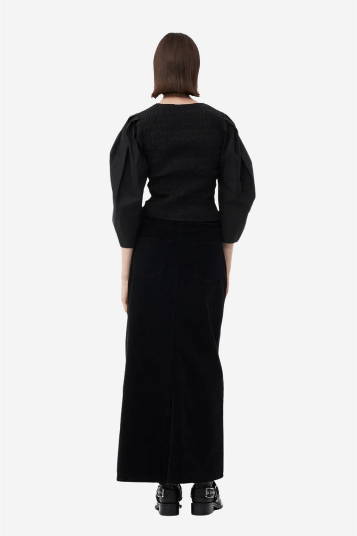 Ganni Topper & t-skjorter Cotton Poplin Smock Blouse Black