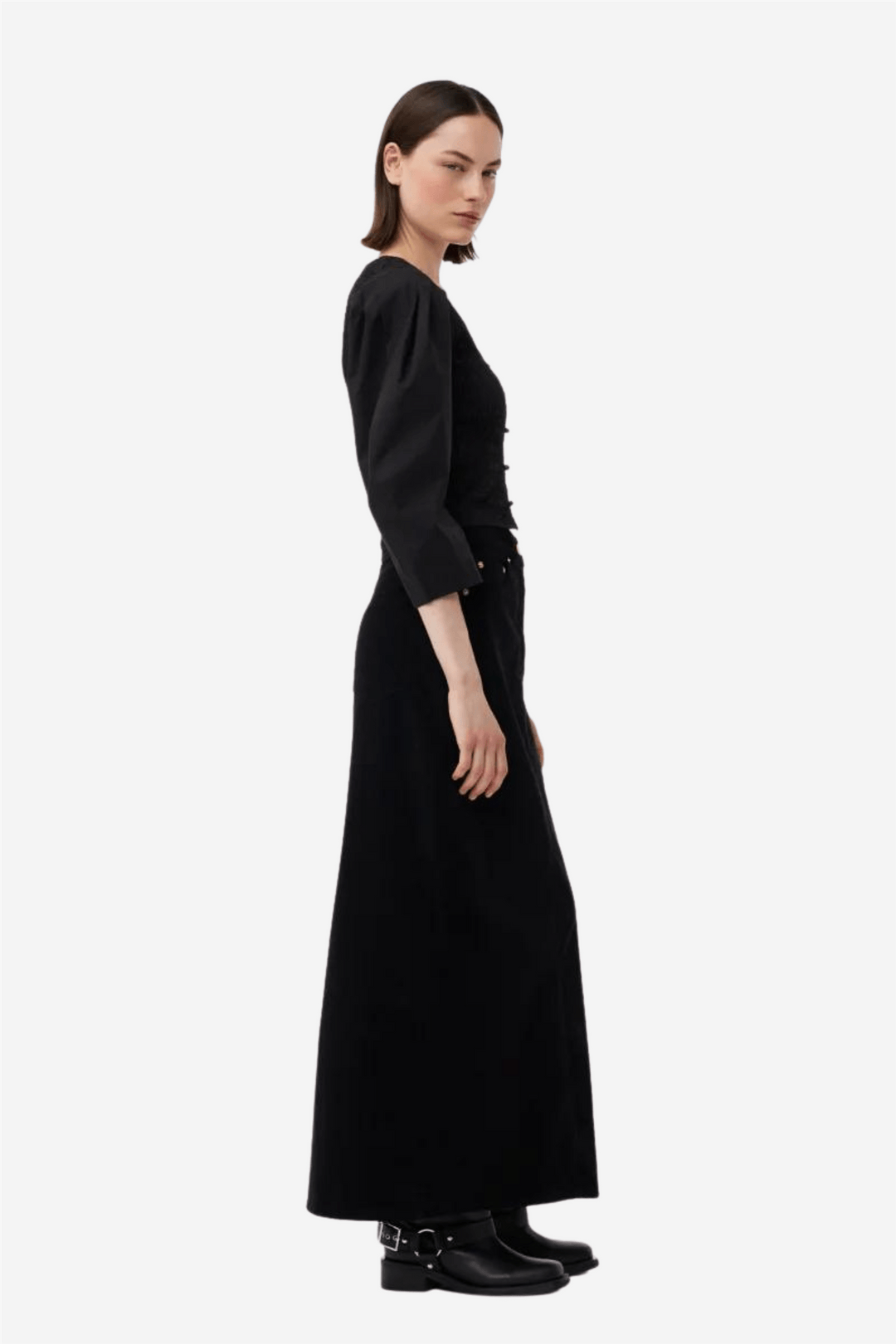 Ganni Topper & t-skjorter Cotton Poplin Smock Blouse Black