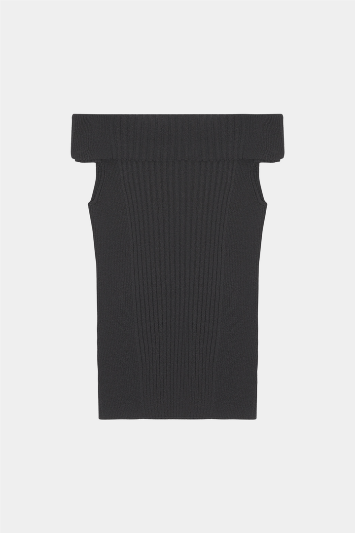 Ganni Topper & t-skjorter Melange Knit Off Shoulder Top