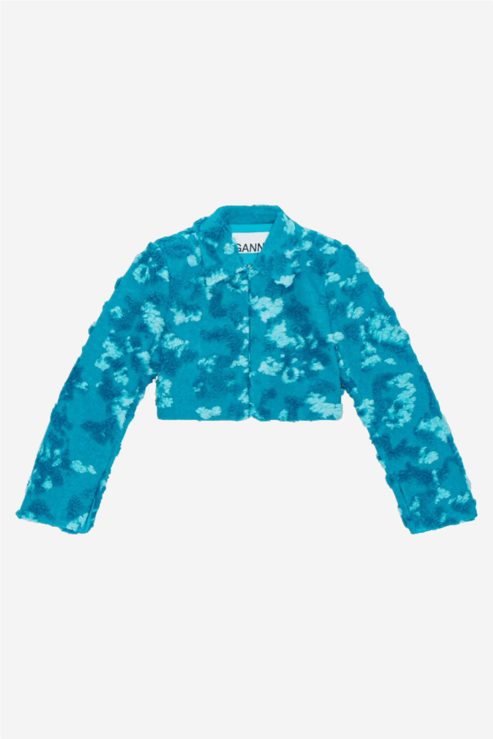 Ganni Yttertøy Soft 3D Jacquard Short Jacket Algiers Blue