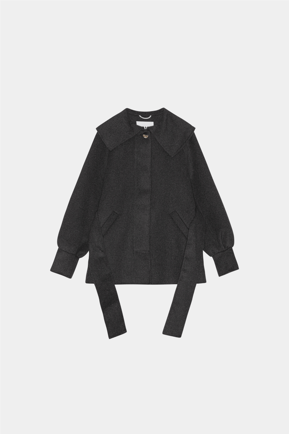 Ganni Yttertøy Wool Big Collar Belt Jacket Phantom