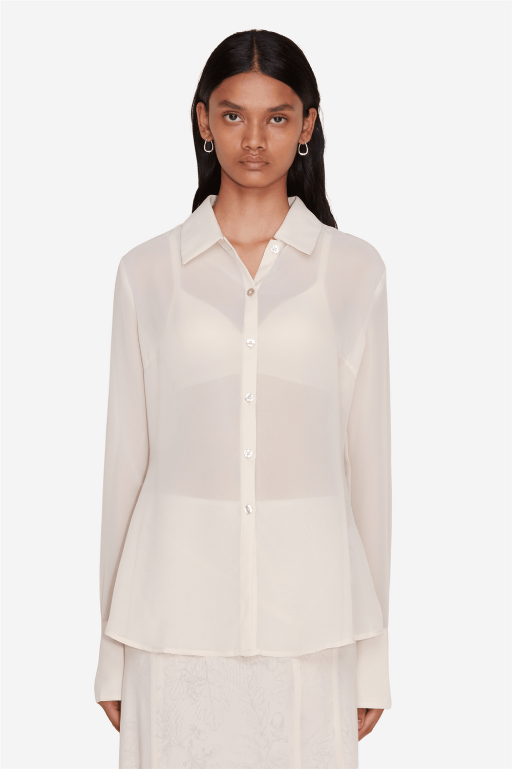 Holzweiler Bluser & Skjorter Youbin Chiffon Shirt Ecru