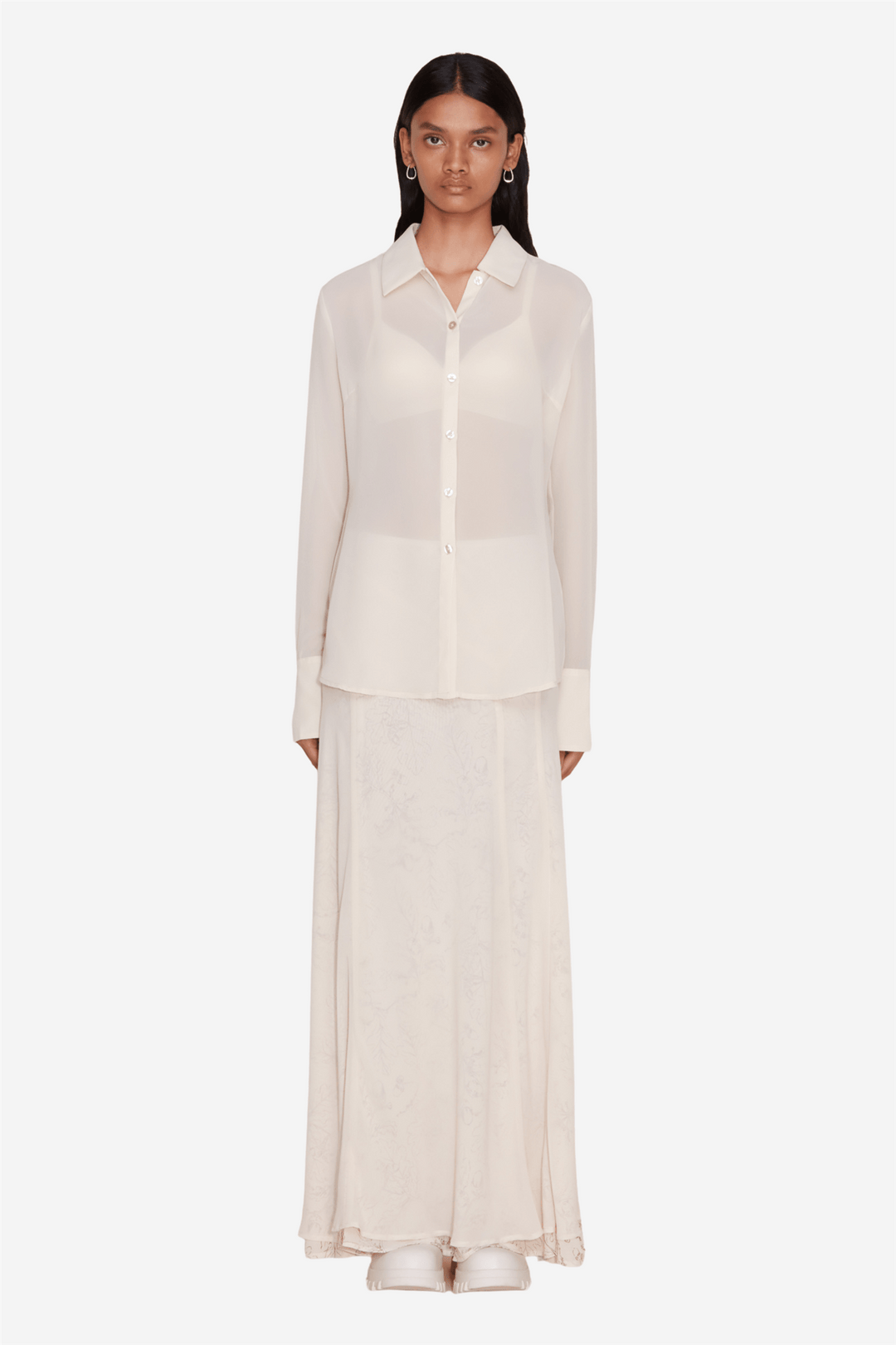 Holzweiler Bluser & Skjorter Youbin Chiffon Shirt Ecru