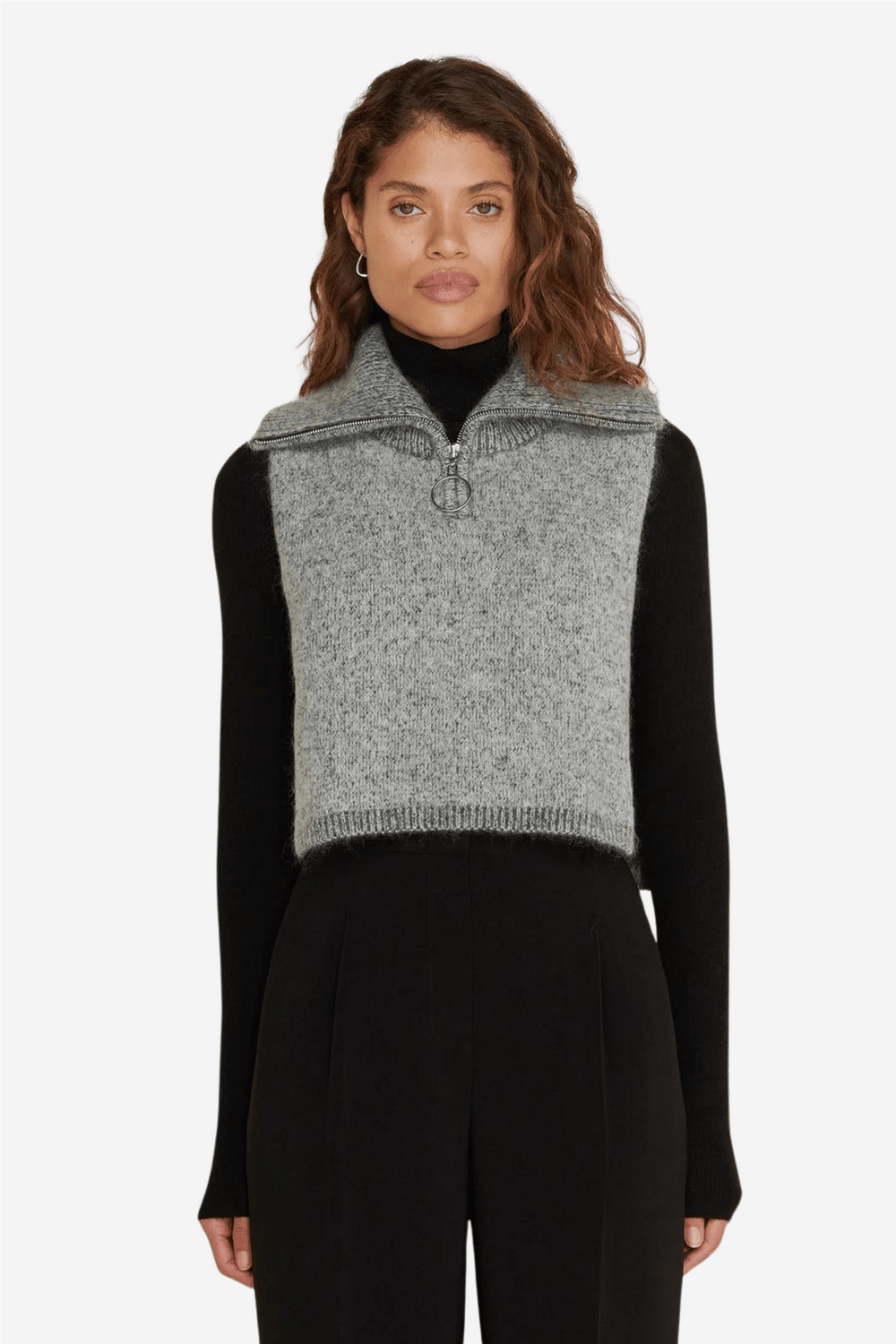 Holzweiler Tilbehør Tine Knit Zip Bib Dk. Grey Mix
