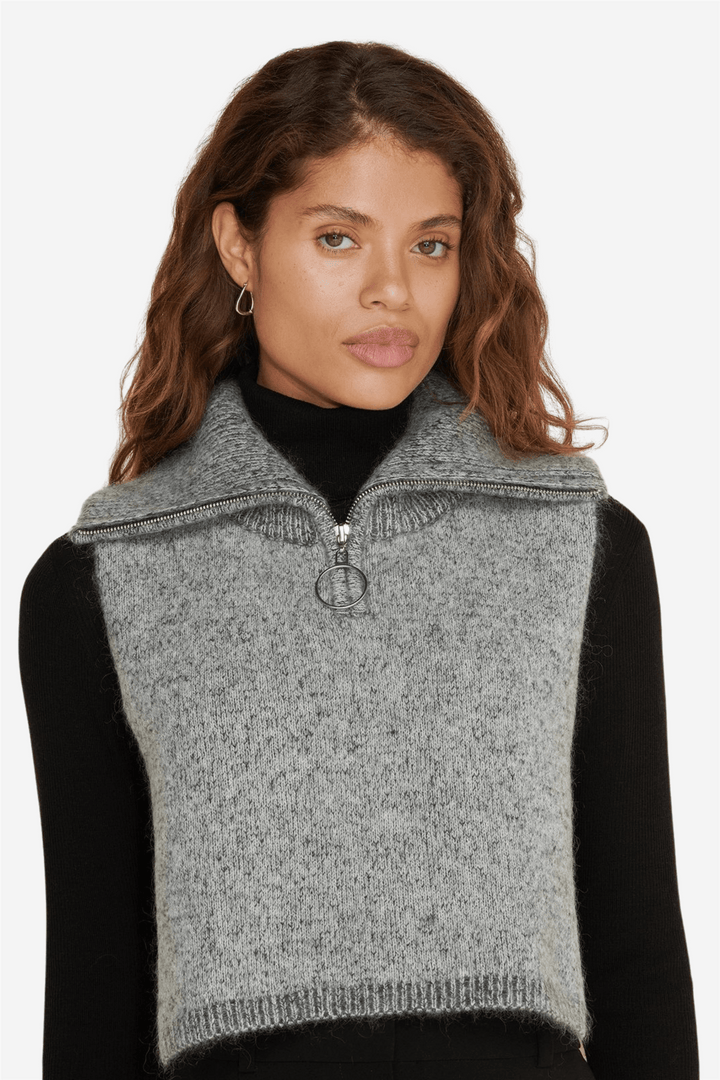 Holzweiler Tilbehør Tine Knit Zip Bib Dk. Grey Mix