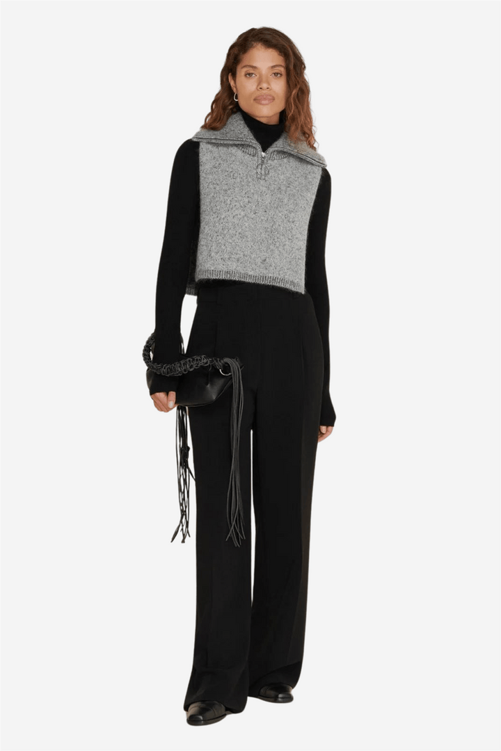 Holzweiler Tilbehør Tine Knit Zip Bib Dk. Grey Mix