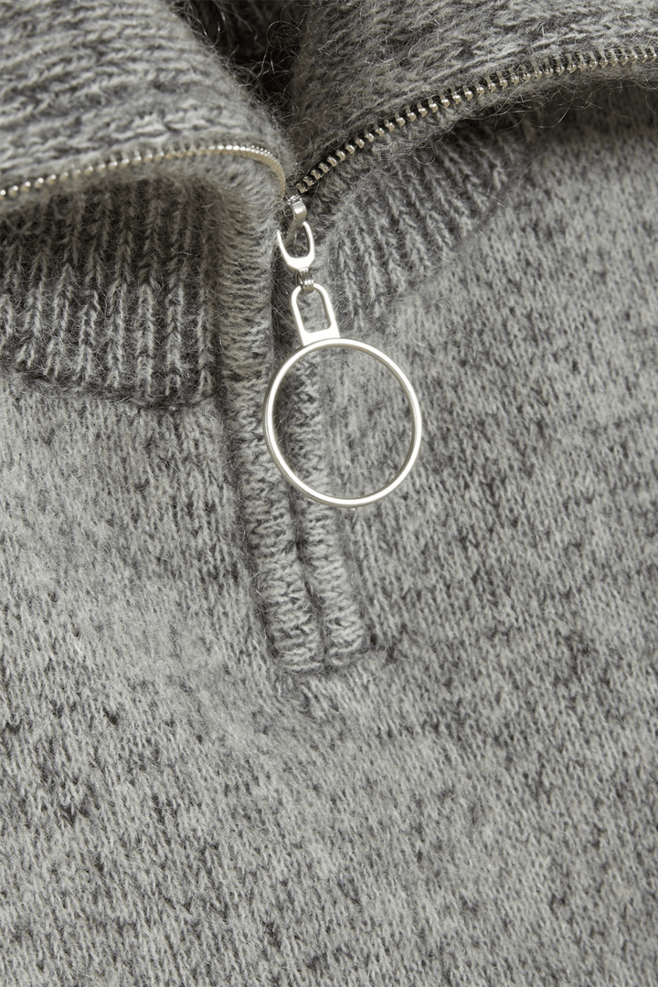 Holzweiler Tilbehør Tine Knit Zip Bib Dk. Grey Mix