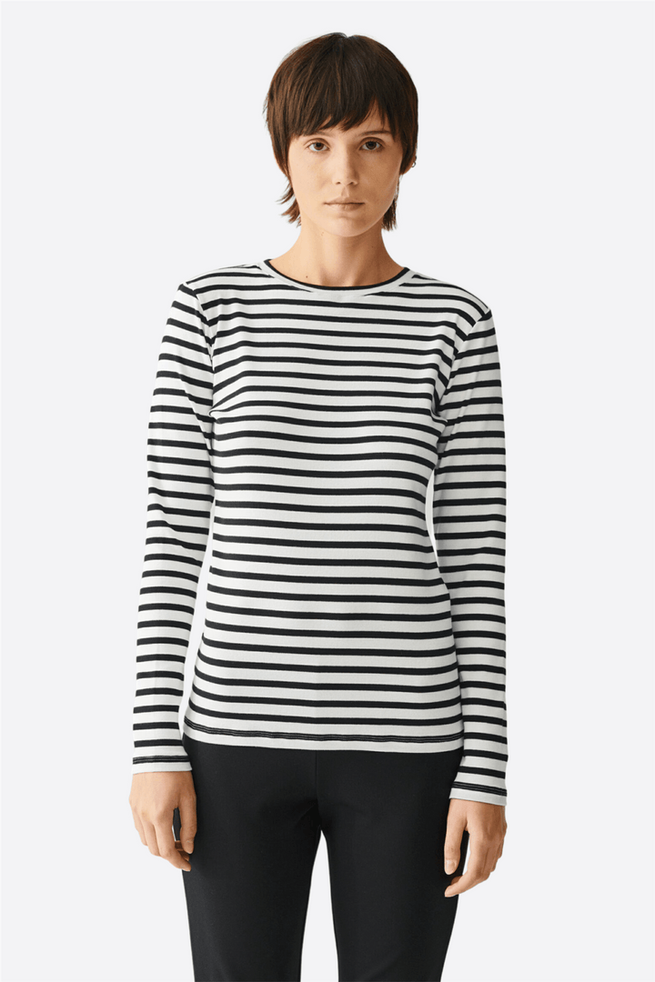 Julie Josephine Genser & Cardigan Andrea Long-Sleeve Rib B&W Stripe