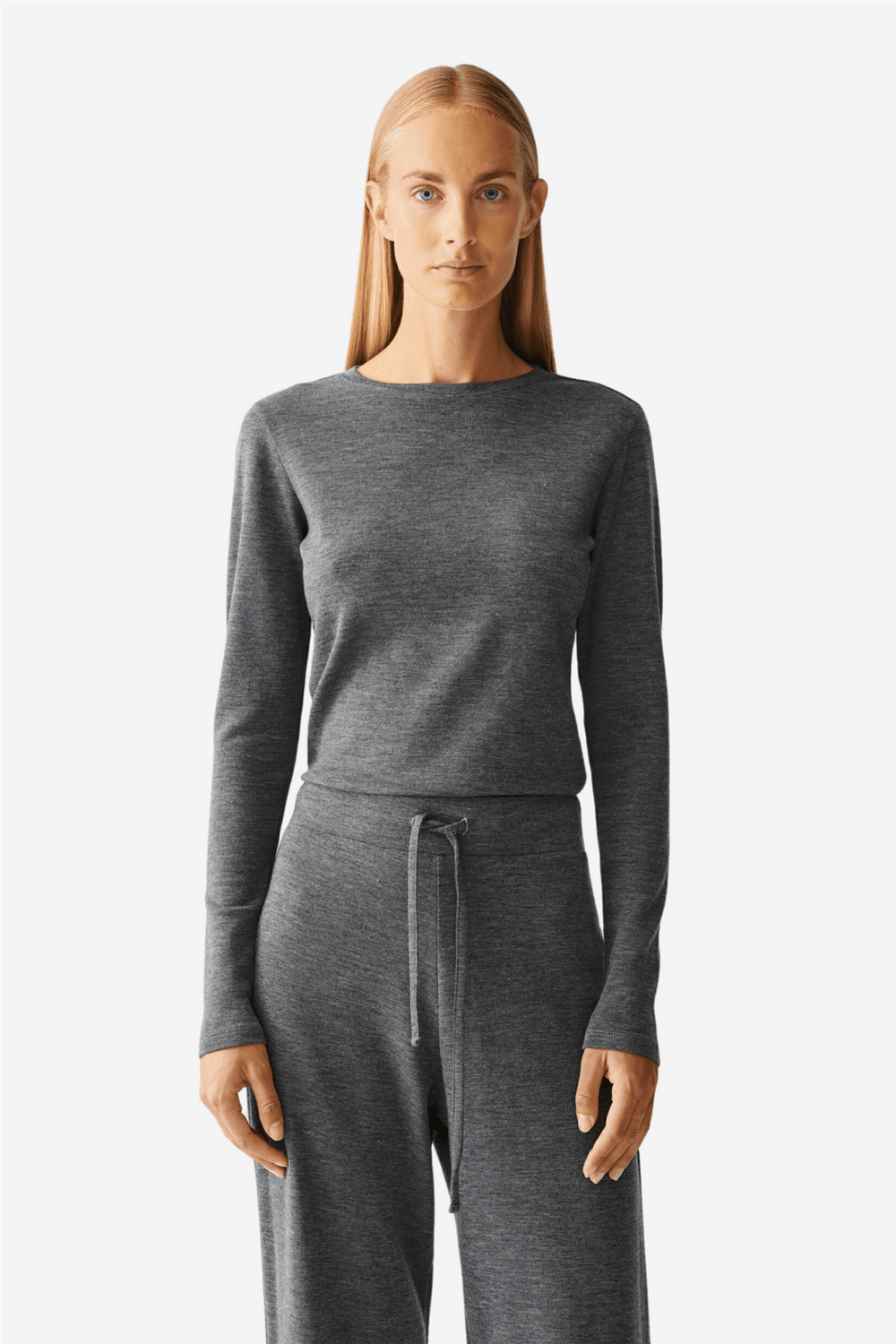 Julie Josephine Genser & Cardigan Andrea Long-Sleeve Wool Mid Grey