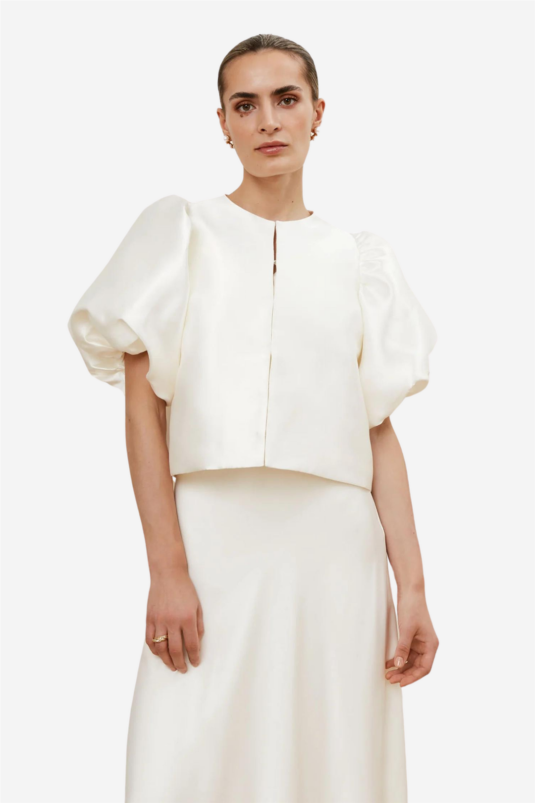 Malina Bluser & Skjorter Cleo Pouf Sleeve Blouse Ivory