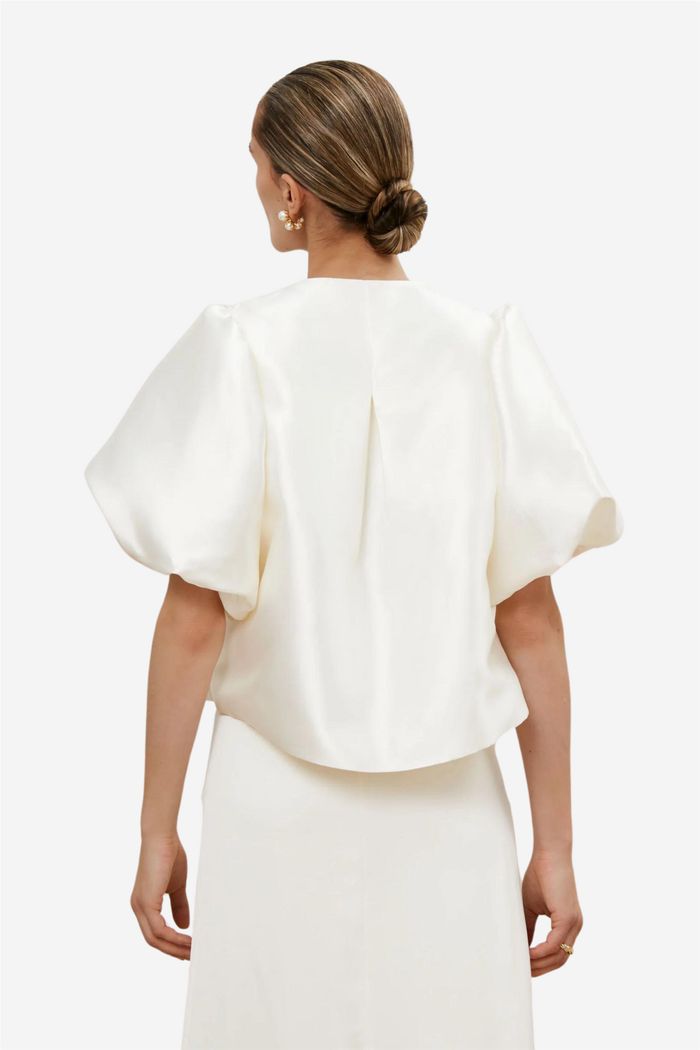 Malina Bluser & Skjorter Cleo Pouf Sleeve Blouse Ivory