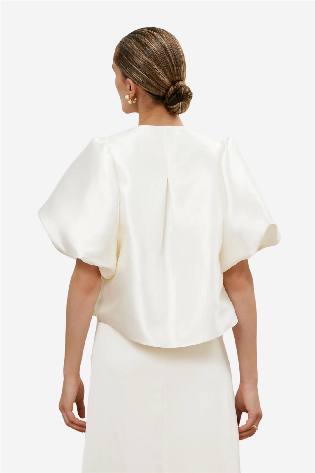 Malina Bluser & Skjorter Cleo Pouf Sleeve Blouse Ivory