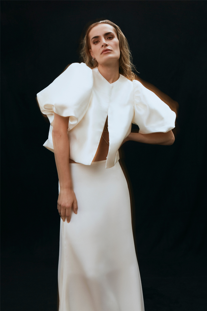 Malina Bluser & Skjorter Cleo Pouf Sleeve Blouse Ivory