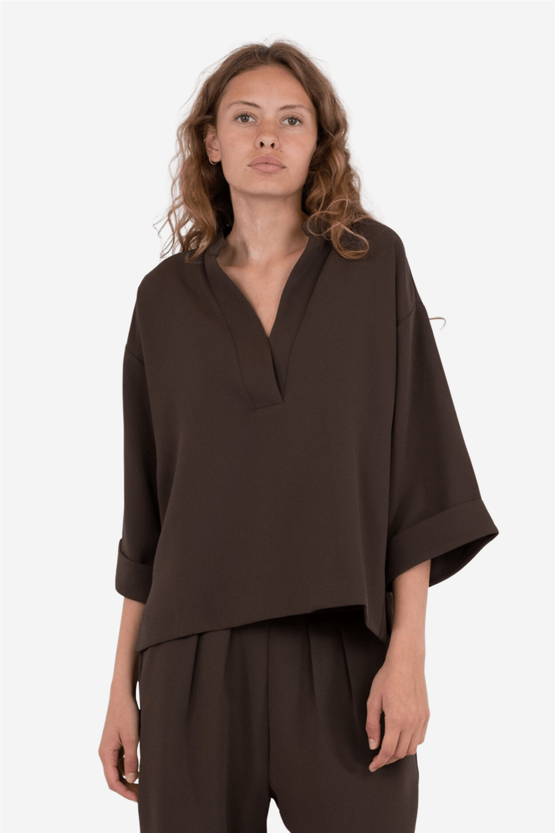 Neo Noir Bluser & Skjorter Luma Crepe Blouse Brown