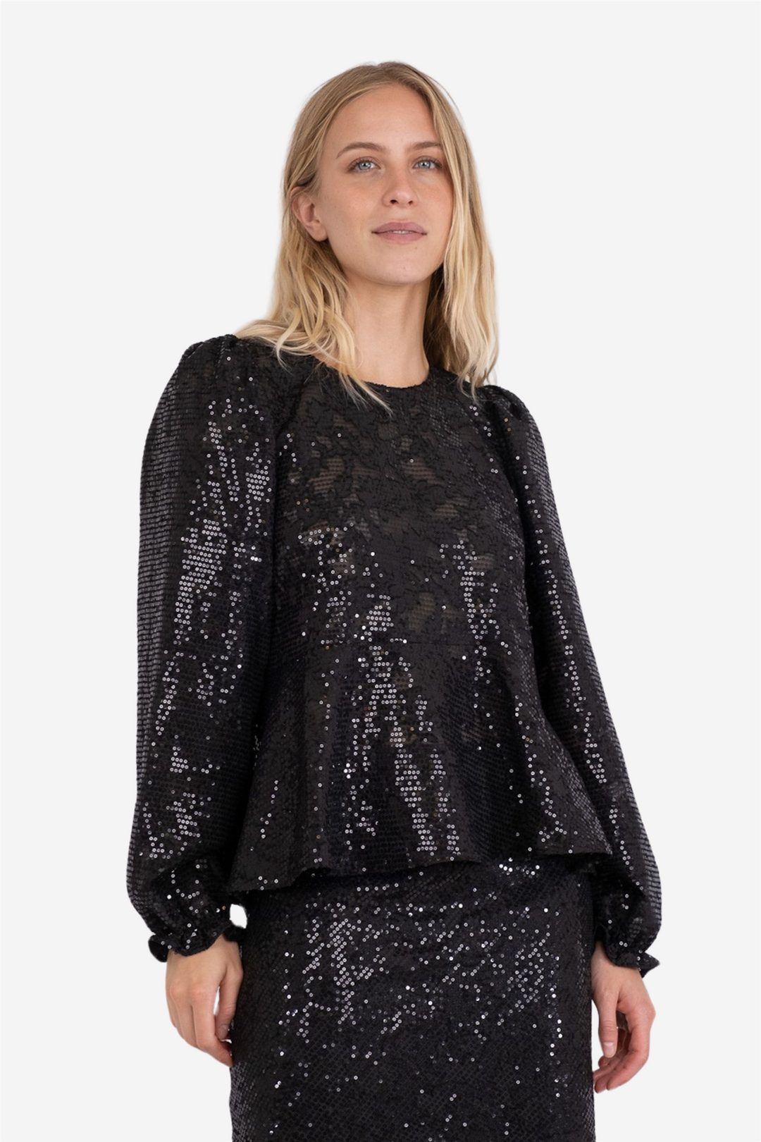 Neo Noir Bluser & Skjorter Rizzo Sequins Blouse Black