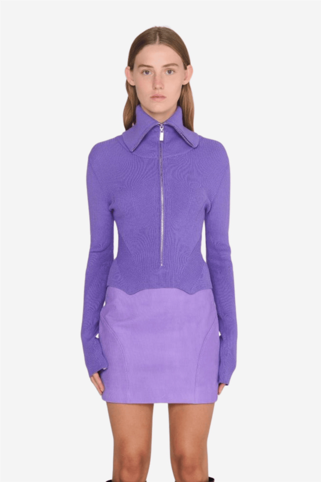 Remain Genser Dense Knit Cropped Zipper Sweater