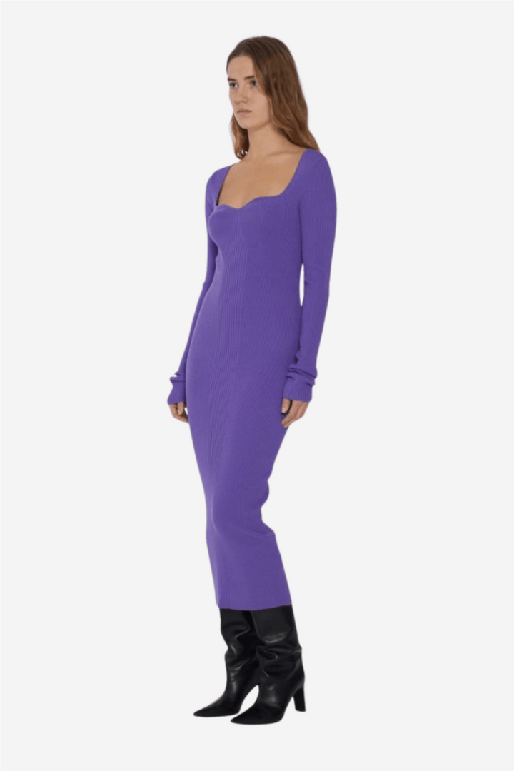 Remain Kjole Dense Knit Curved Neck Dress