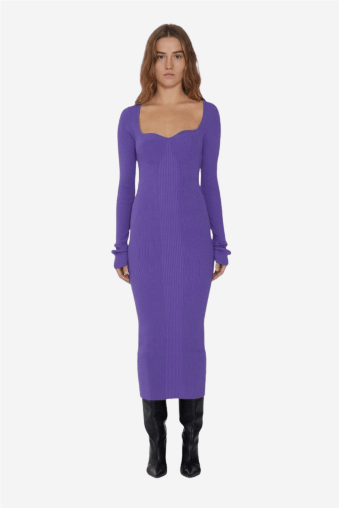 Remain Kjole Dense Knit Curved Neck Dress