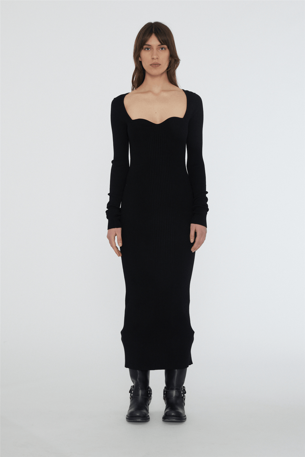 Remain Kjoler & jumpsuits Dense Curved Neck Dress Black
