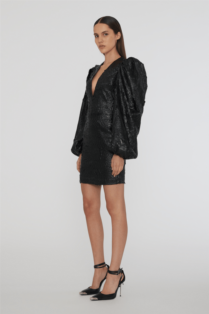 Rotate Kjoler & jumpsuits Flower Puff Sleeve Dress Black