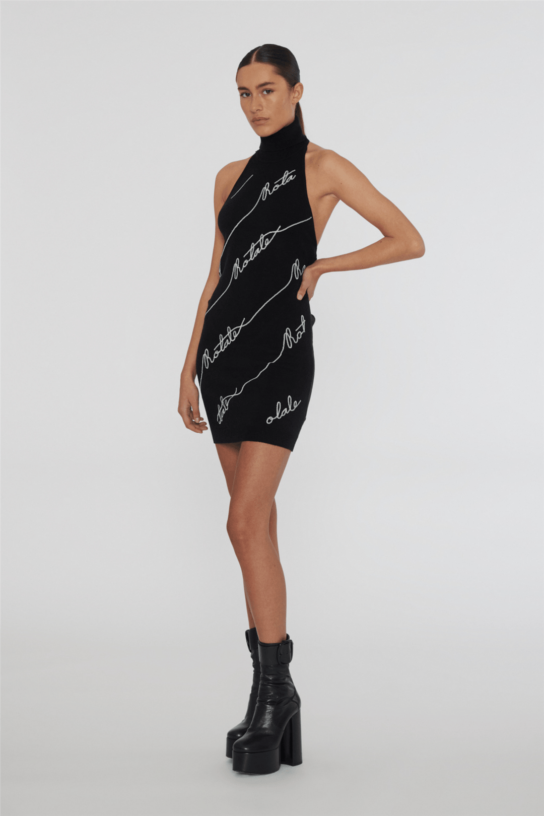 Rotate Kjoler & jumpsuits Sequin Logo Mini Dress Black