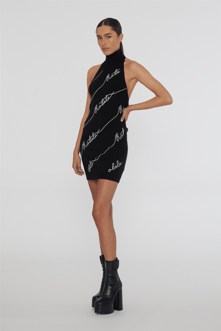 Rotate Kjoler & jumpsuits Sequin Logo Mini Dress Black