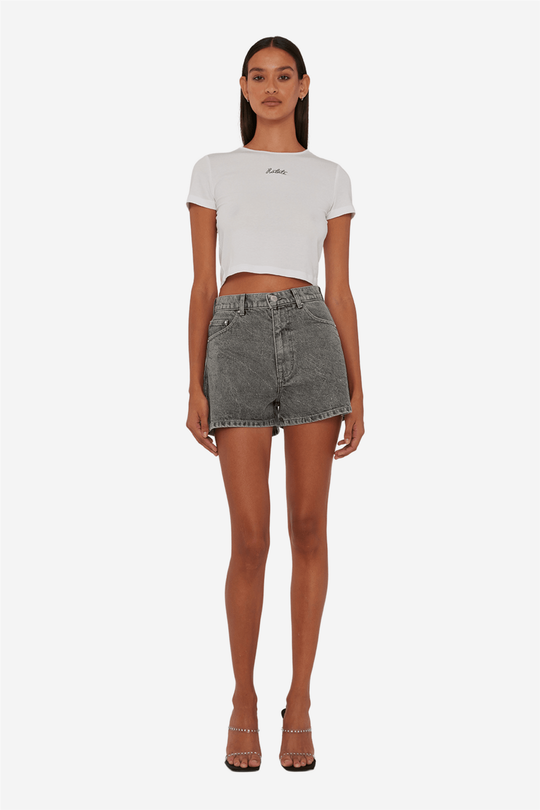 Rotate Shorts Rhinestone Denim Shorts