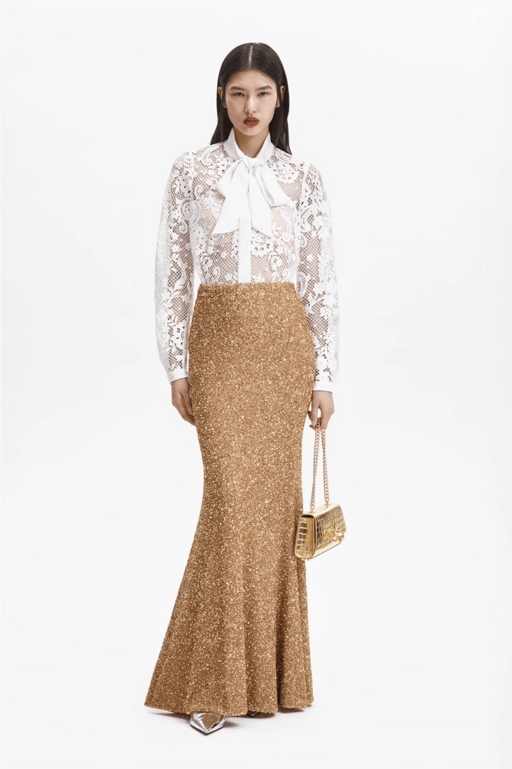 Self-Portrait Bluser & Skjorter White Lace Pussy Bow Shirt