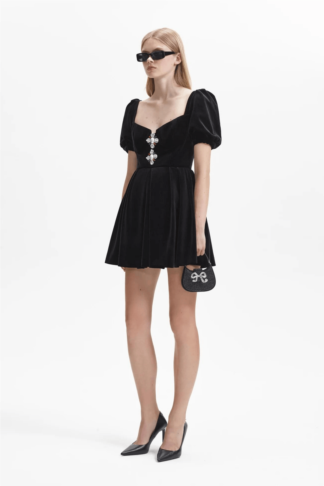 Self Portrait Kjoler & jumpsuits Black Velvet Sweetheart Mini Dress