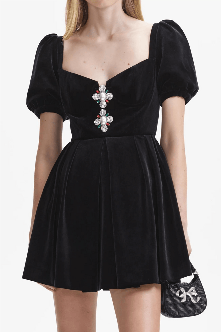 Self Portrait Kjoler & jumpsuits Black Velvet Sweetheart Mini Dress