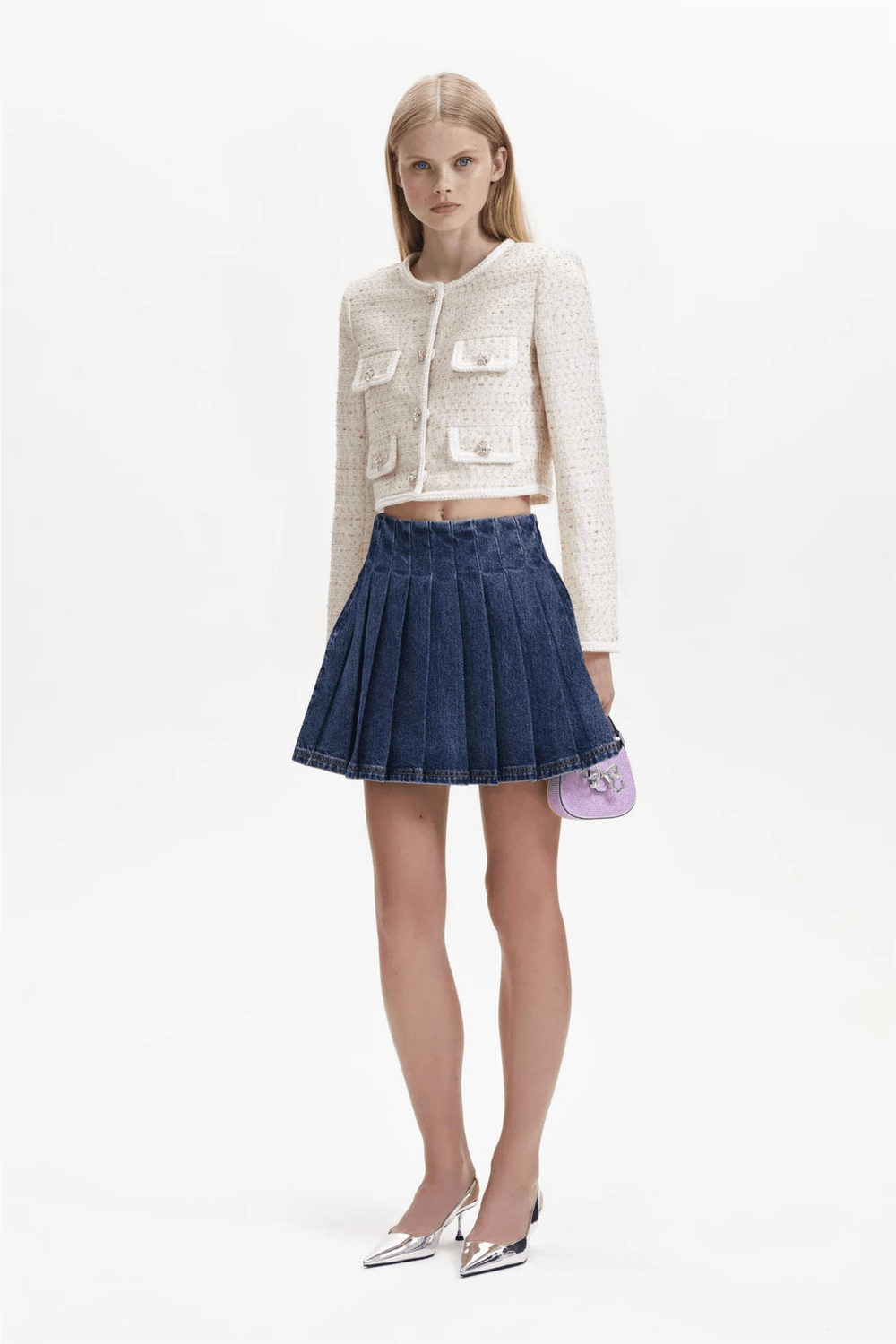 Self-Portrait Yttertøy Cream Boucle Jacket