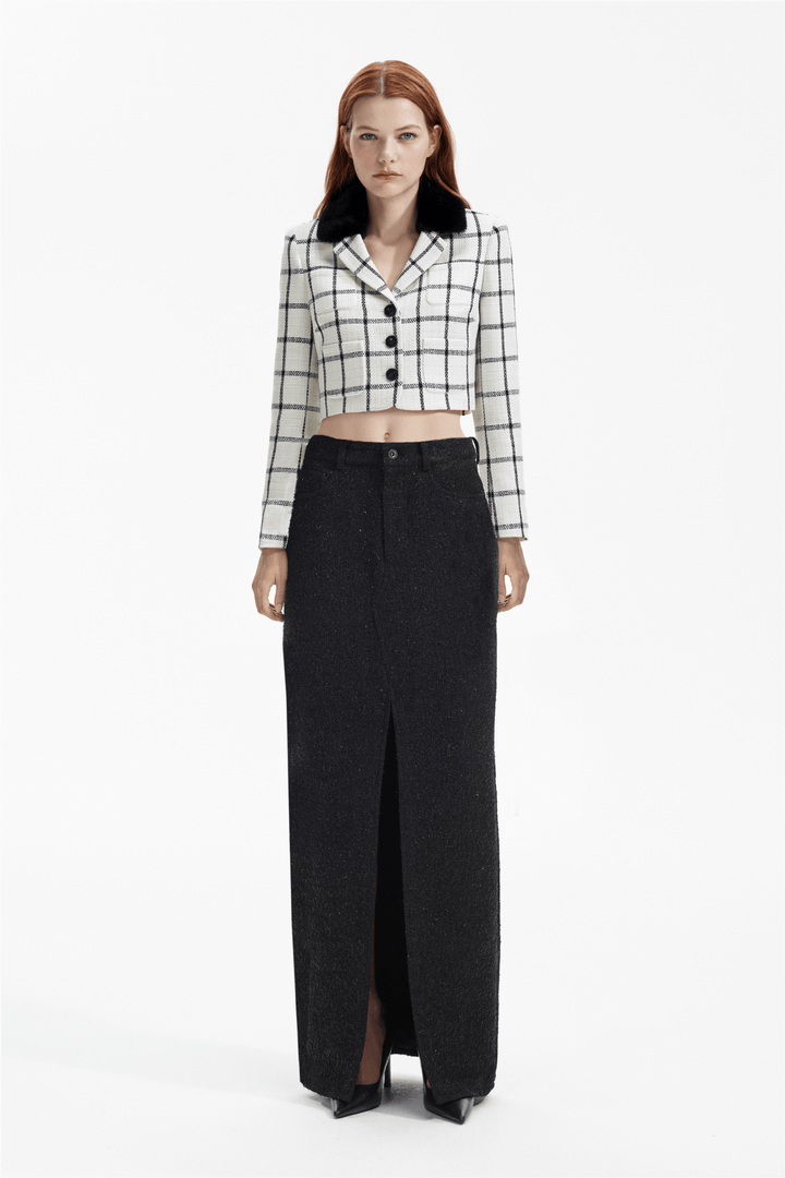 Self Portrait Yttertøy Cream Check Jacket