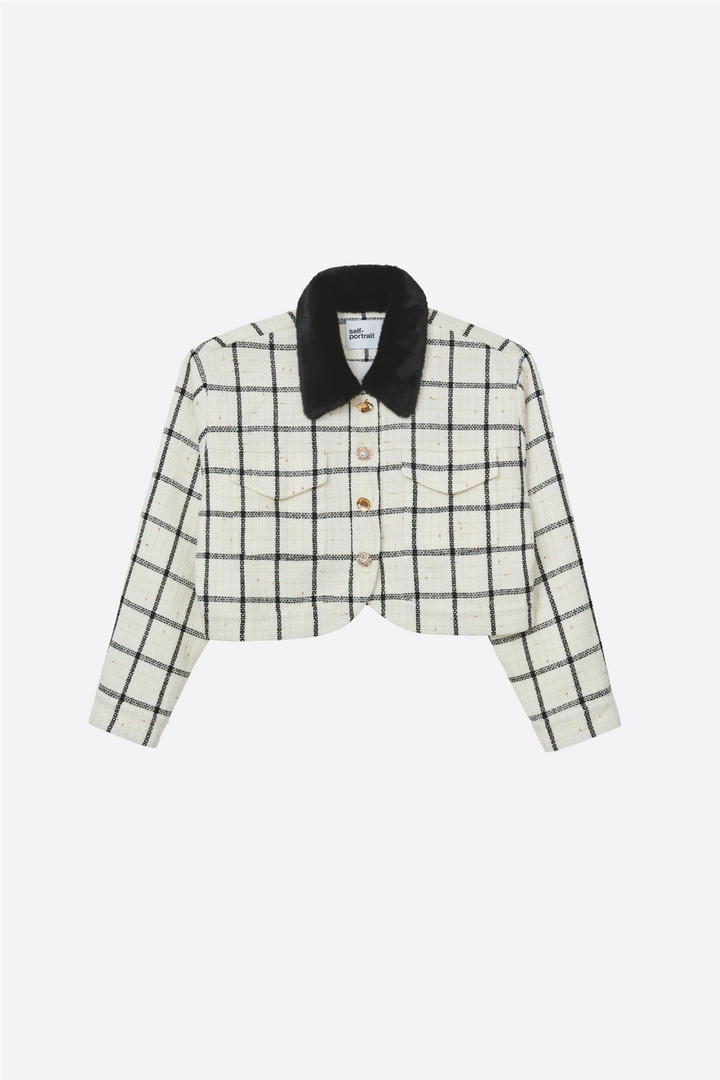 Self-Portrait Yttertøy Cream Check Jacket